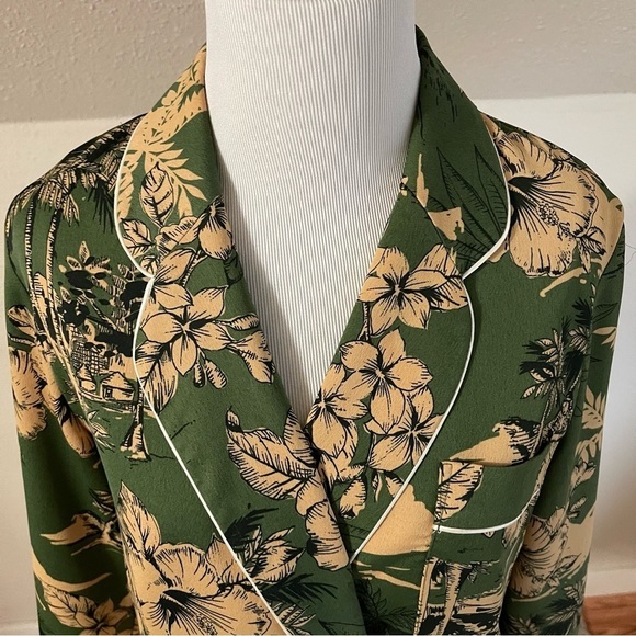 Topshop Green/Beige 4 Button Tropical Blazer - Picture 5 of 10